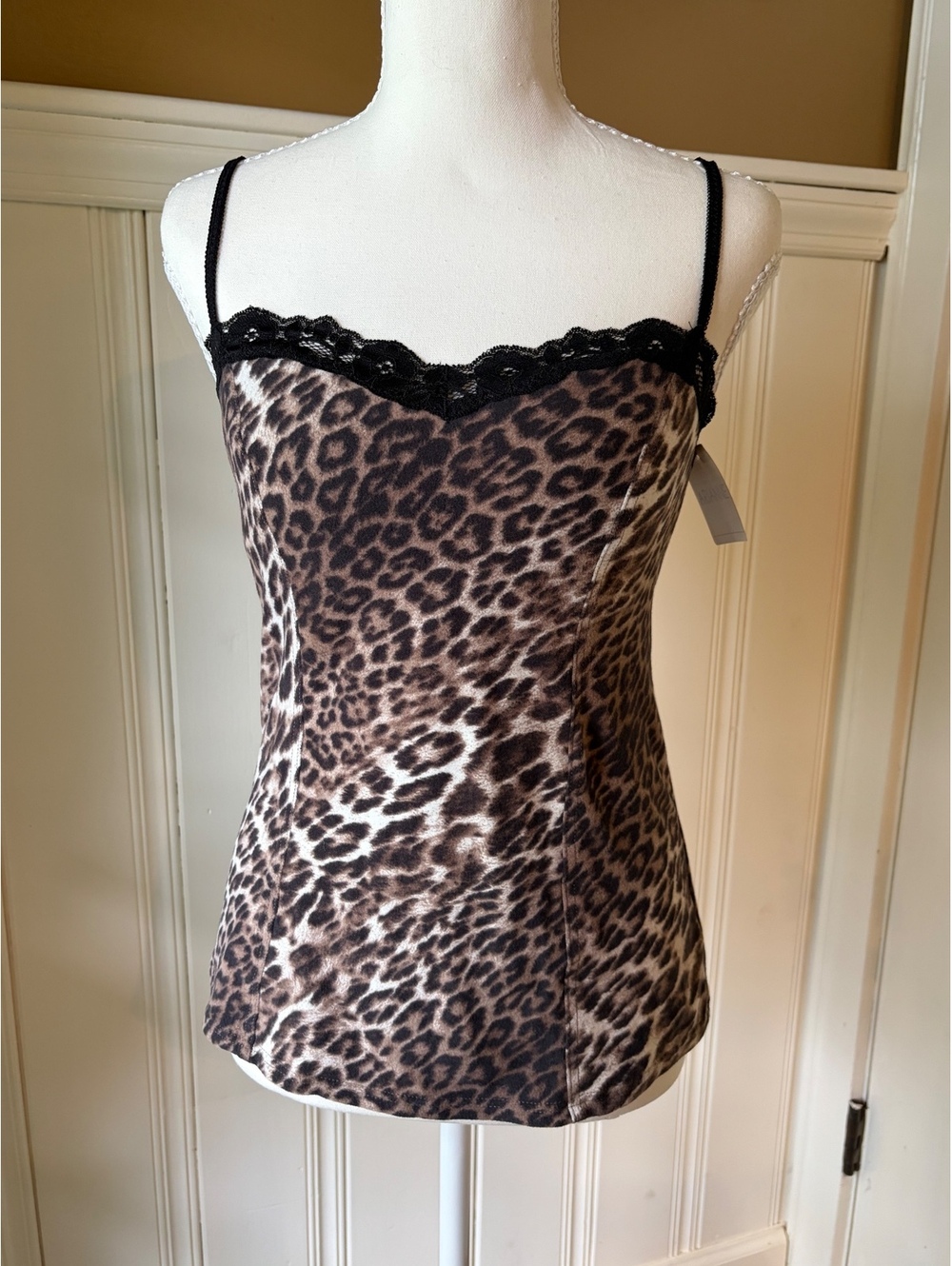 Arianne Leopard Print Lace Cami Made in Canada NWT Size M Y2K